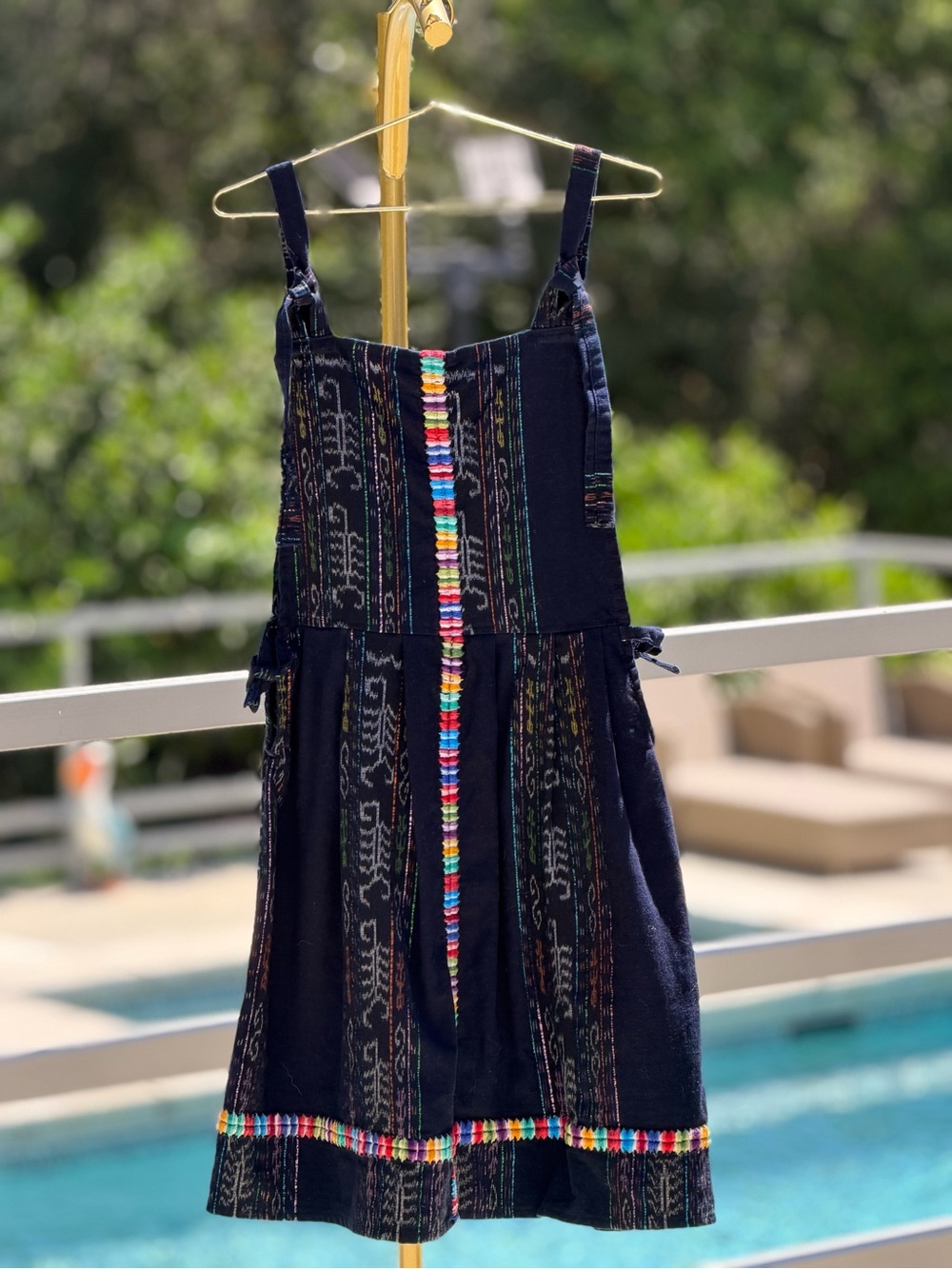 Women’s Navy Midi Dress with Multicolor Trim